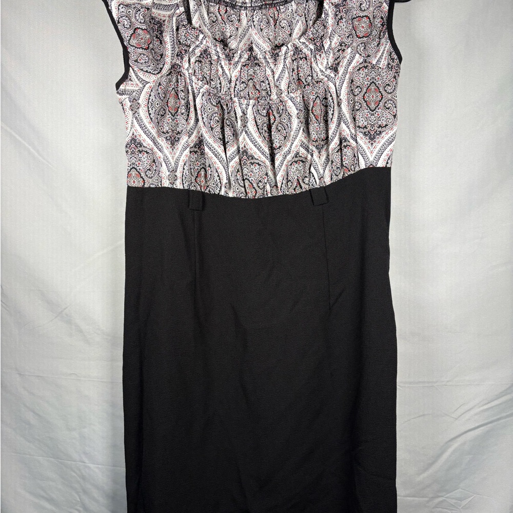 Essentials by Milano Black and Patterned Midi Dress